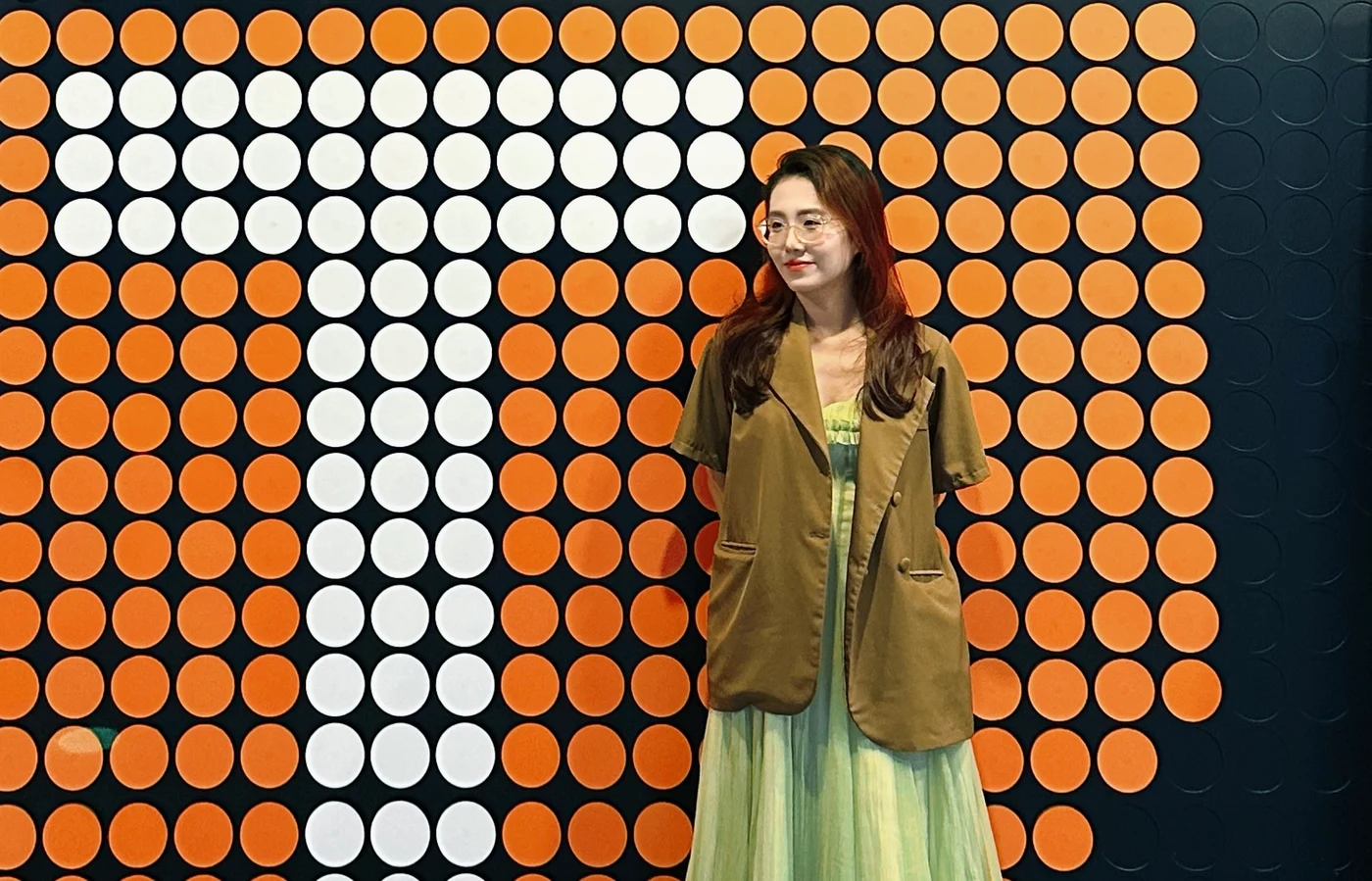 Trinh visiting an architectural installation